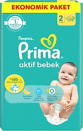 Prima Bebek Bezi Aktif Bebek 2 Beden 72 Adet Fırsat Paketi