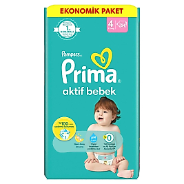 Prima Bebek Bezi Aktif Bebek 4 Beden Maxi Ekonomik Paket 9-14 kg 54 Adet