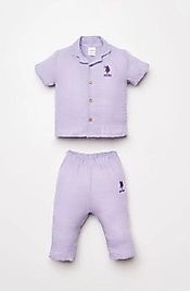 U.S Polo Assn. Kız Bebek Müslin Gömlek Pijama Takımı Lila