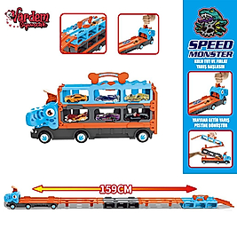 Vardem Parkurlu 6Araçlı Araba Fırlatan Açılıp-Katlanabilir Dinozor Tır (159cm)