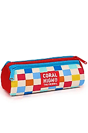 Coral High Kids Çok Renkli Dama Desenli Üç Bölmeli Kalem Çantası