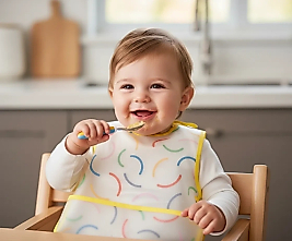 Babyjem Leke Tutmaz Giymeli Sarı Gülen Yüz Mama Önlüğü