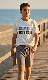 ÇİKOBY GARSON ERKEK BASKILI T-SHIRT+ŞORT TAKIM