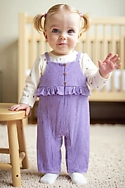 Kız Bebek Mor Salopet Set