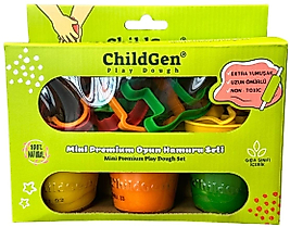 PREMIUM MINI SET * 125 GR x 3 adet oyun hamuru *8 adet oyun hamuru kalıbı
