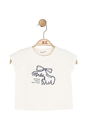 NK KİDS KURDELE BASKILI T-SHIRT -EKRU