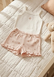BİORGANİC KIZ BEBEK ÇİÇEK BASKILI TAKIM-EKRU