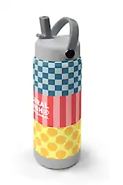 Coral High Çok Renkli Dama Çizgi Puantiye Desenli Katlanır Ağızlıklı Çelik Termos 650 ml