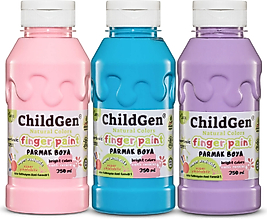 ChildGen Süper Yıkanabilir 3'lü Parmak Boya Pastel Set Pembe-Mavi-Mor