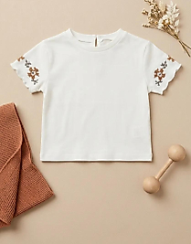 ÇİKOBY NAKIŞLI KIZ ÇOCUK T-SHIRT -EKRU