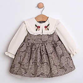 CUMİNO UZUN KOL LARABELLA KIZ BEBEK ELBİSE