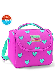 Coral High Kids Neon Pembe Su Yeşili Kalp Desenli Thermo Beslenme Çantası