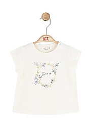 NK KİDS KIZ BEBEK SARMAŞIK DESENLİ T-SHIRT-EKRU