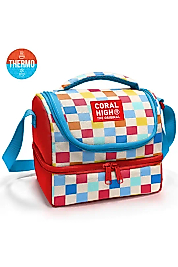 Coral High Kids Çok Renkli Dama Desenli Thermo İki Katlı Beslenme Çantası
