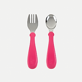BABYJEM paslanmaz çelik çatal kaşık seti (PEMBE)