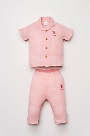 U.S Polo Assn. Kız Bebek Müslin Gömlek Pijama Takımı SOMON