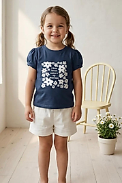 NK KİDS KIZ ÇOCUK LITTLE T-SHIRT-LACİVERT