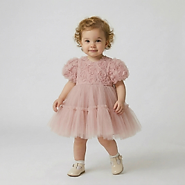 SWEETME KIZ BEBEK PUDRA TÜTÜLÜ ELBİSE