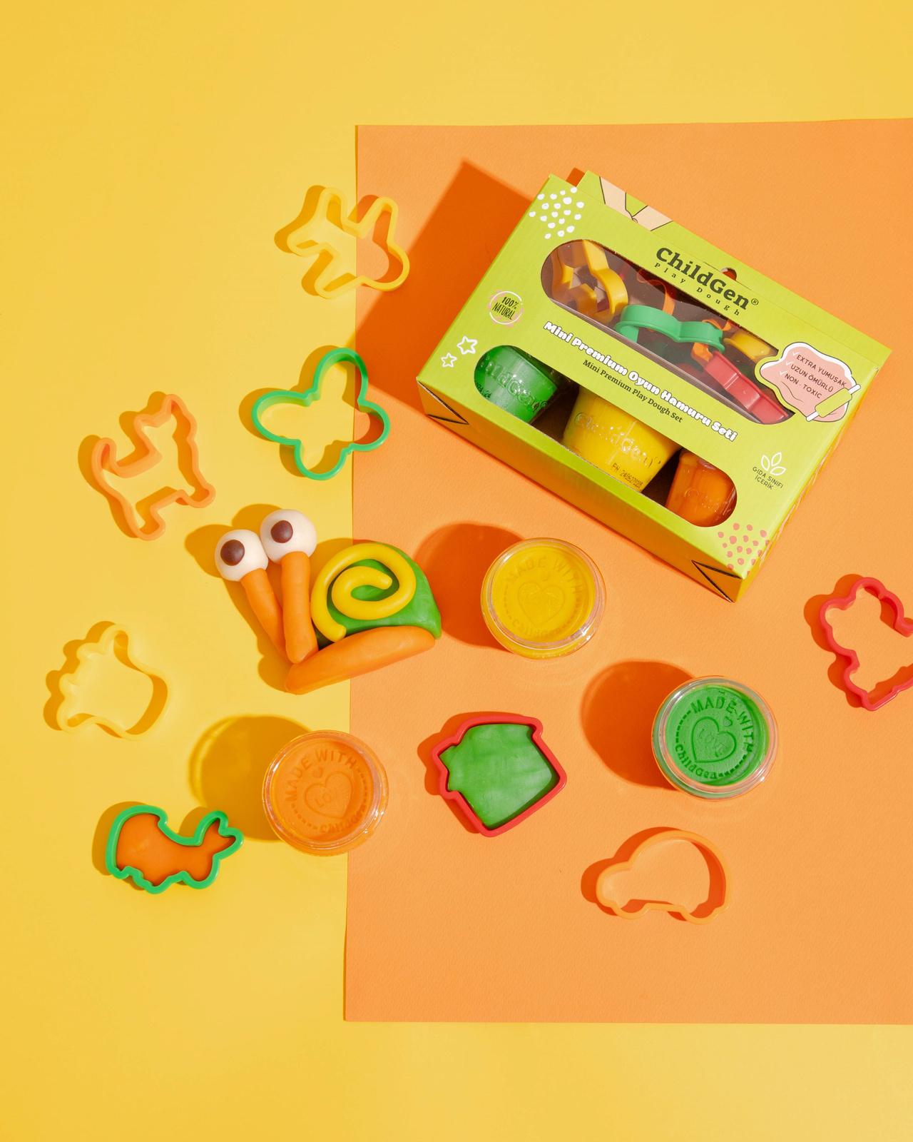 PREMIUM MINI SET * 125 GR x 3 adet oyun hamuru *8 adet oyun hamuru kalıbı
