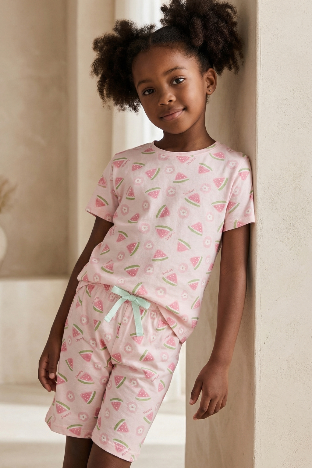 Karpuz Desenli Çocuk Şortlu Pijama Takımı
