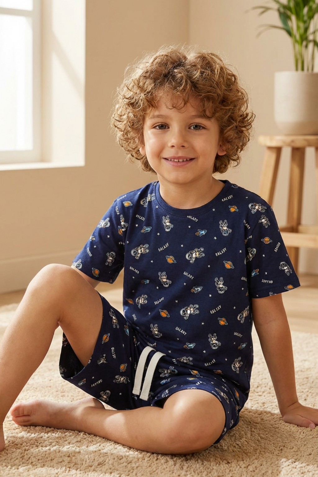 KATİA BONY Uzay Desenli Çocuk Şortlu Pijama Takımı
