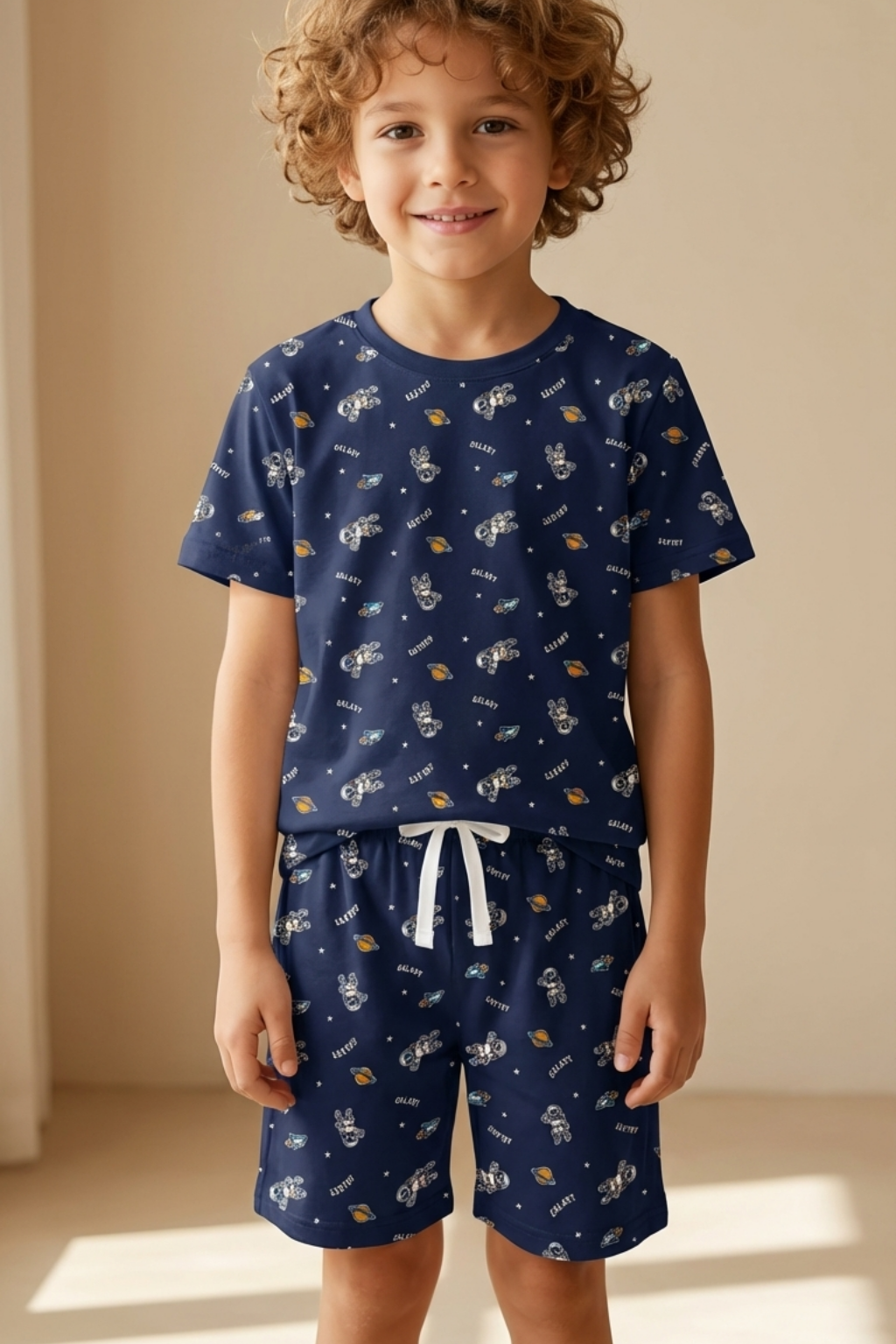 KATİA BONY Uzay Desenli Çocuk Şortlu Pijama Takımı