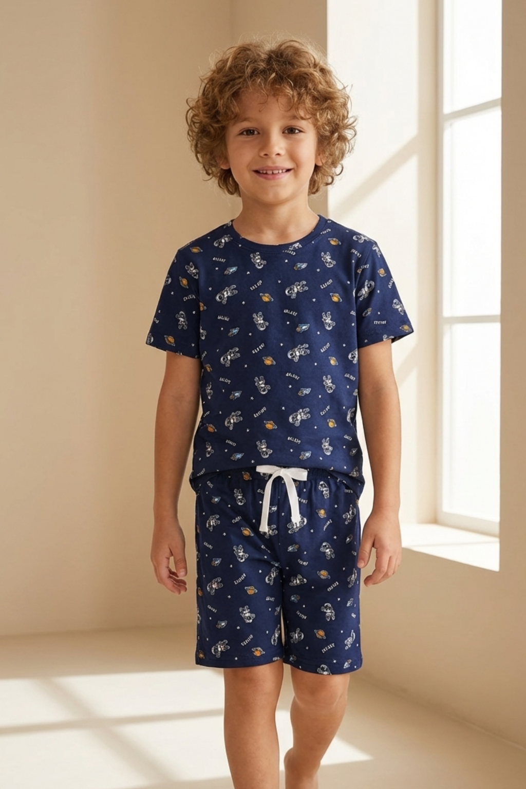 KATİA BONY Uzay Desenli Çocuk Şortlu Pijama Takımı