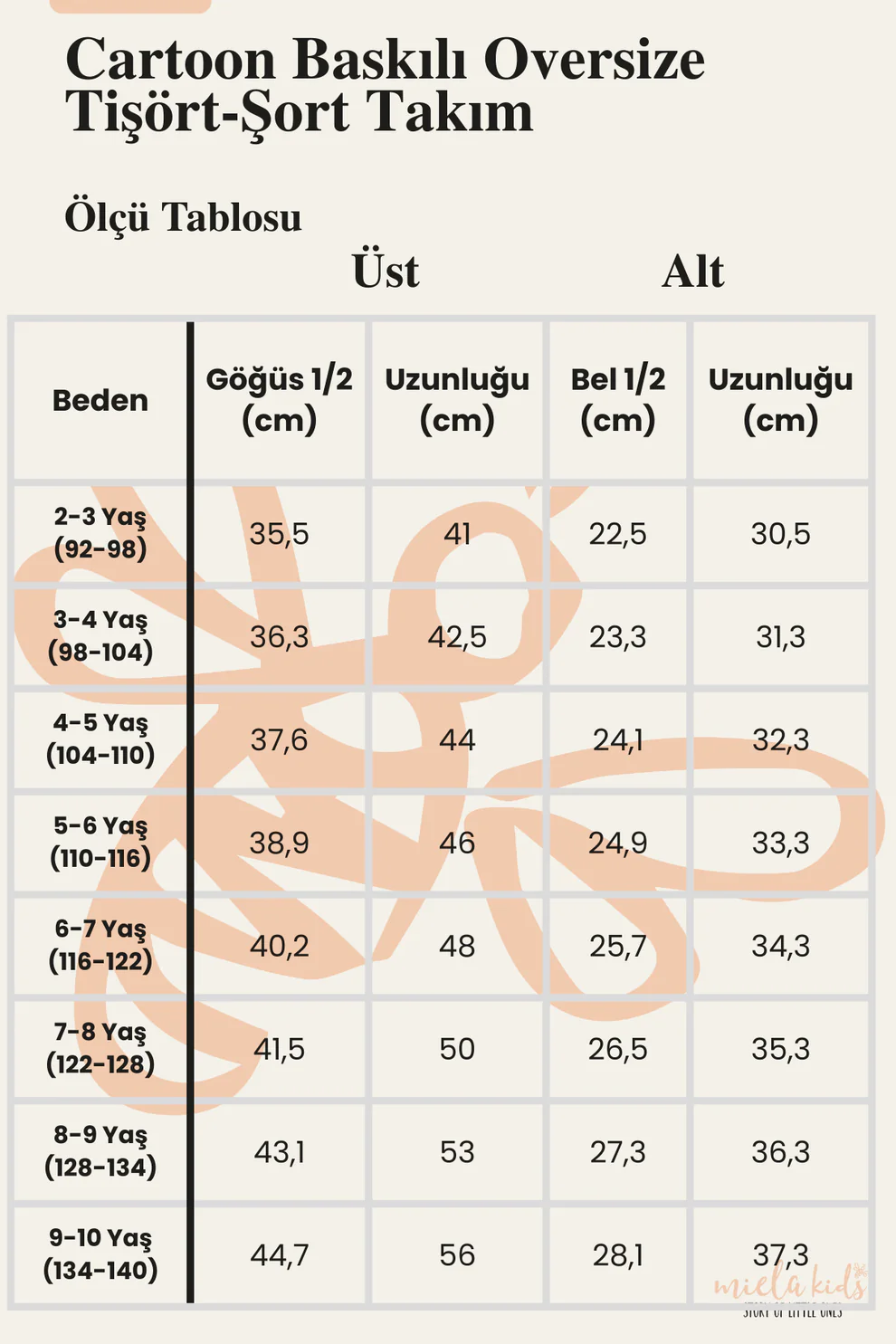 MİELA KİDS Cartoon Baskılı Oversize Tişört ve Şort Takım